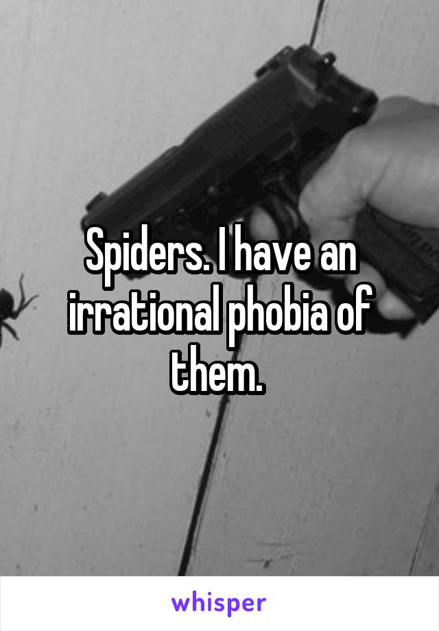 Spiders. I have an irrational phobia of them. 
