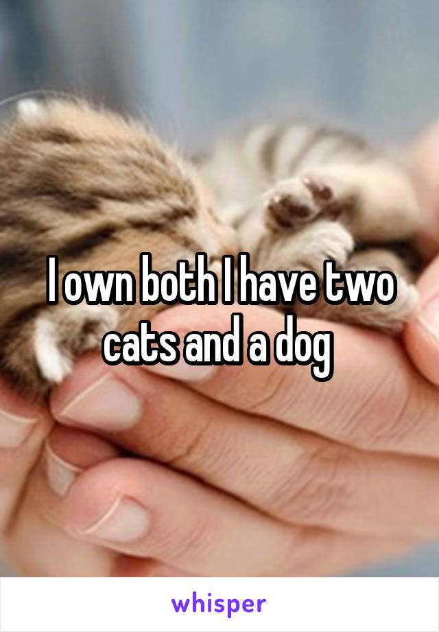 I own both I have two cats and a dog 