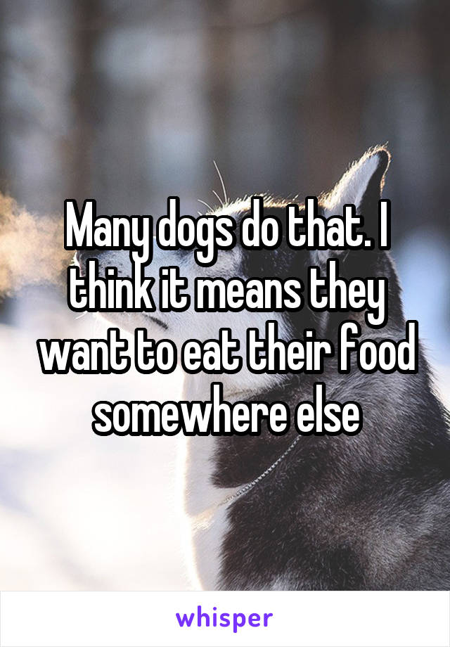 Many dogs do that. I think it means they want to eat their food somewhere else