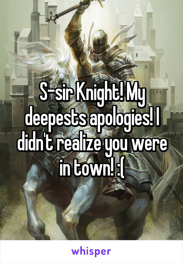 S-sir Knight! My deepests apologies! I didn't realize you were in town! :(