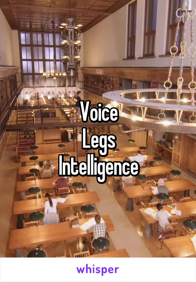 Voice
Legs
Intelligence