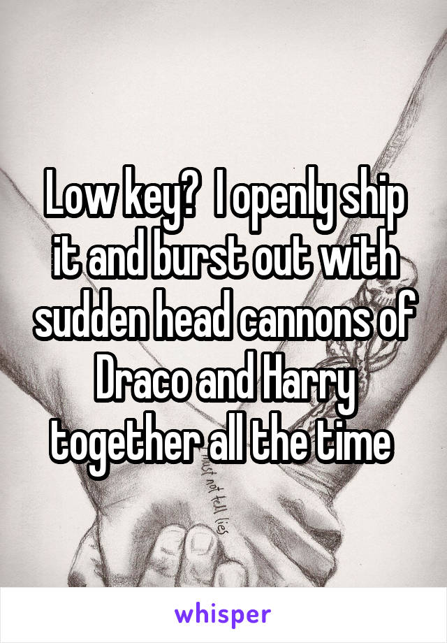 Low key?  I openly ship it and burst out with sudden head cannons of Draco and Harry together all the time 