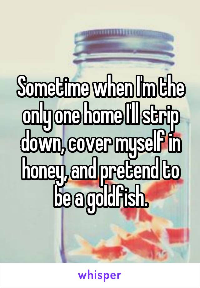 Sometime when I'm the only one home I'll strip down, cover myself in honey, and pretend to be a goldfish.