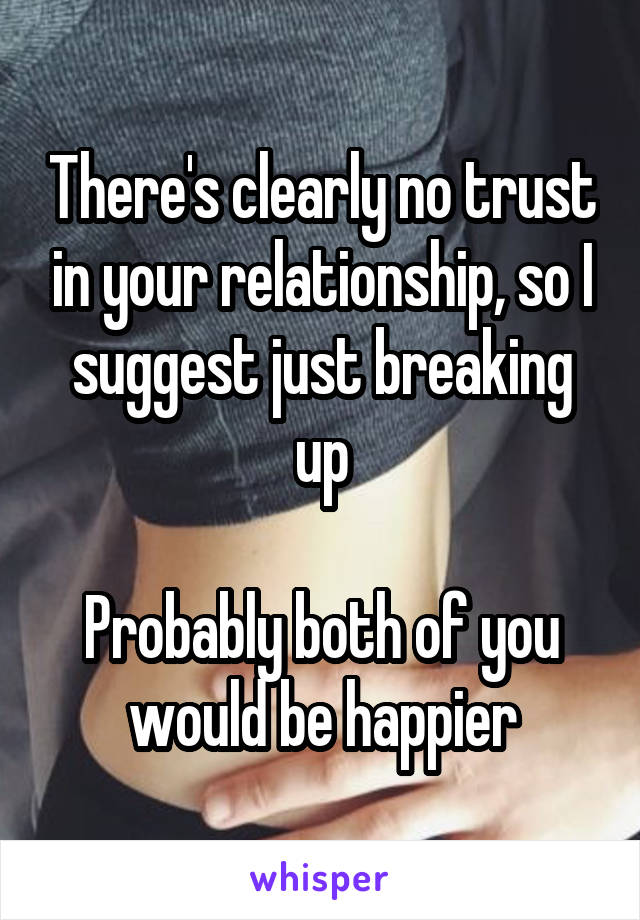 There's clearly no trust in your relationship, so I suggest just breaking up

Probably both of you would be happier