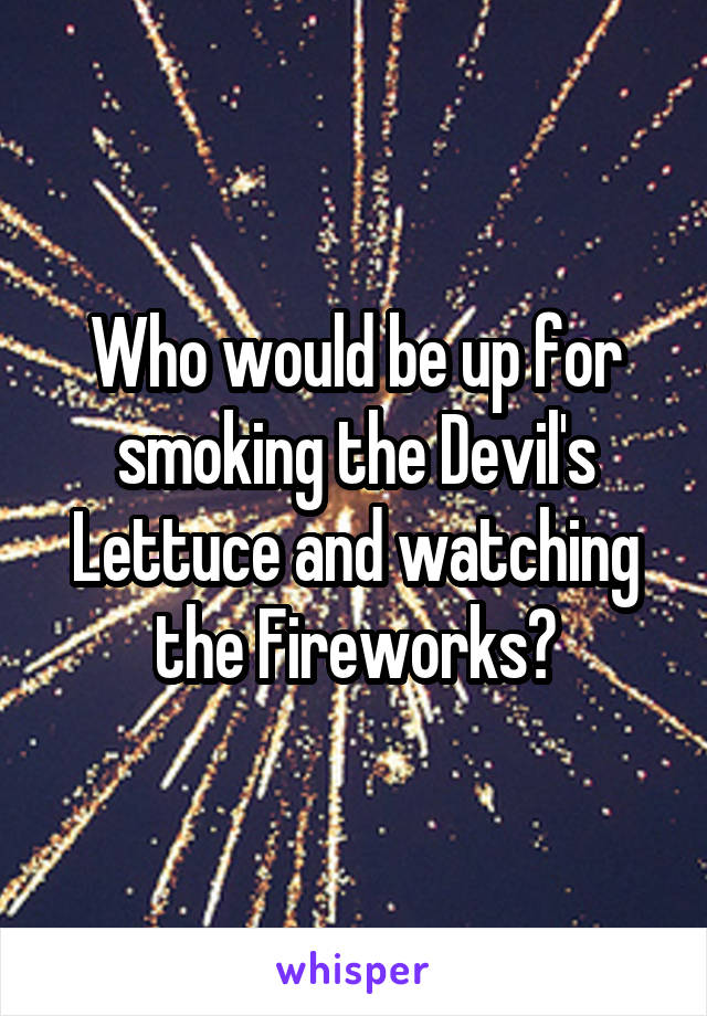 Who would be up for smoking the Devil's Lettuce and watching the Fireworks?
