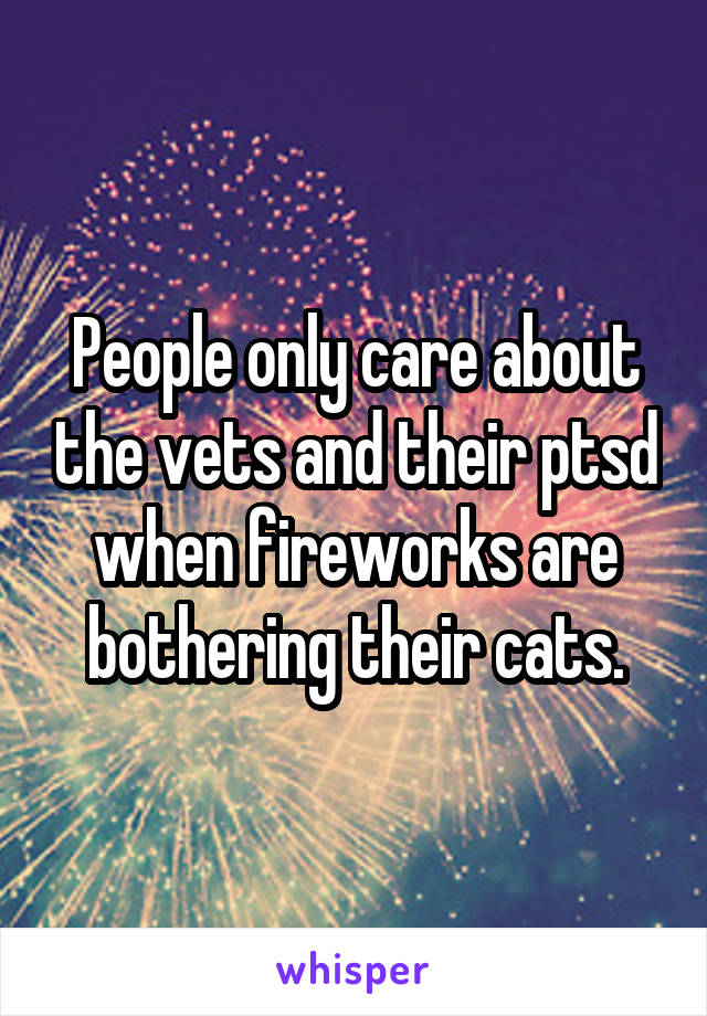 People only care about the vets and their ptsd when fireworks are bothering their cats.