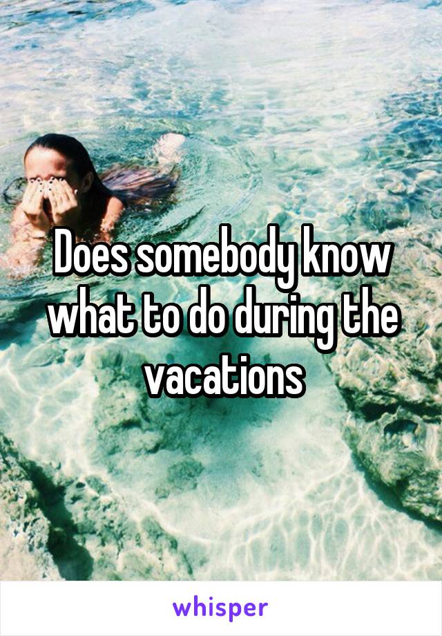 Does somebody know what to do during the vacations