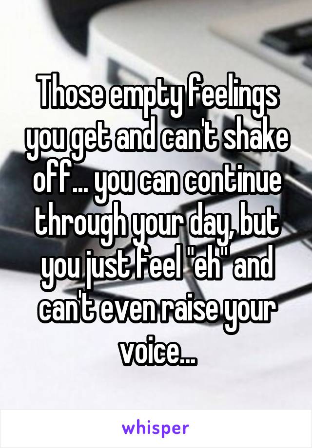 Those empty feelings you get and can't shake off... you can continue through your day, but you just feel "eh" and can't even raise your voice...