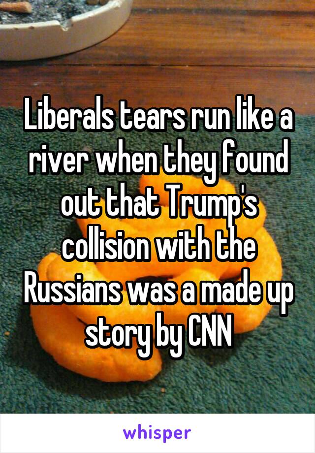 Liberals tears run like a river when they found out that Trump's collision with the Russians was a made up story by CNN