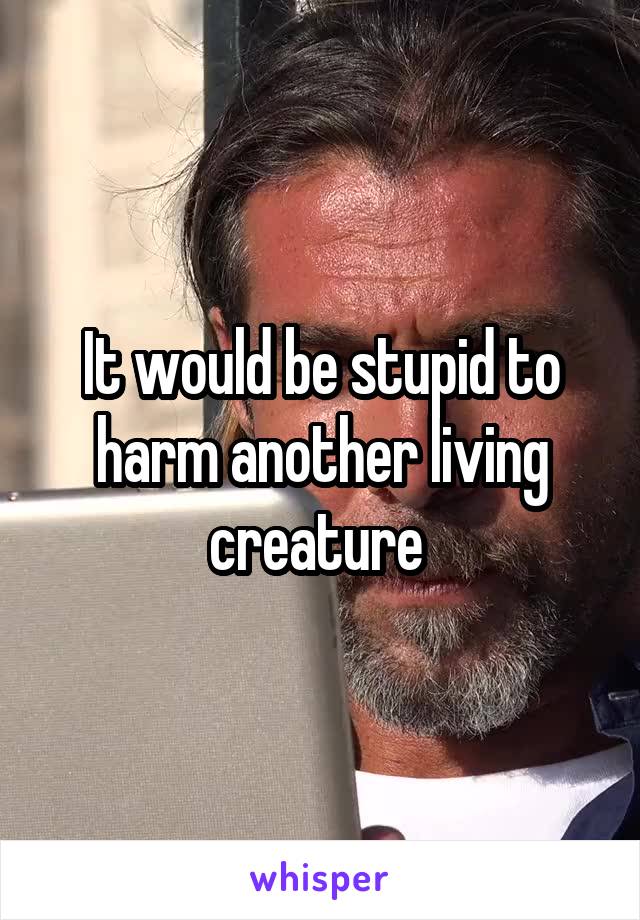 It would be stupid to harm another living creature 