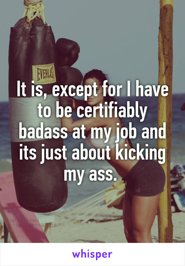 It is, except for I have to be certifiably badass at my job and its just about kicking my ass. 