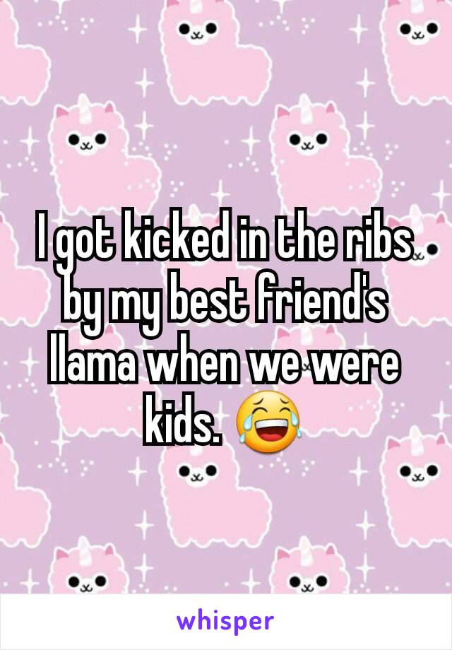 I got kicked in the ribs by my best friend's llama when we were kids. 😂