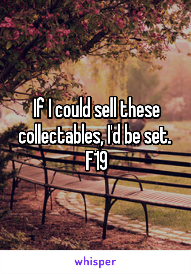 If I could sell these collectables, I'd be set. 
F19