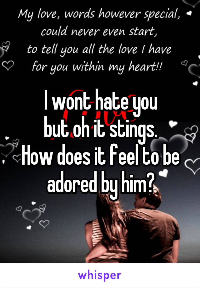 I wont hate you
 but oh it stings. 
How does it feel to be adored by him?