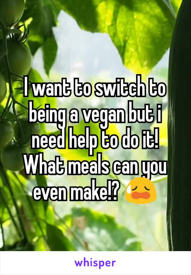 I want to switch to being a vegan but i need help to do it! What meals can you even make!? 😥