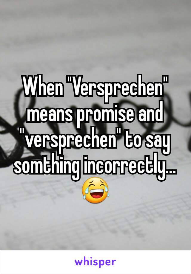 When "Versprechen" means promise and "versprechen" to say somthing incorrectly...😂