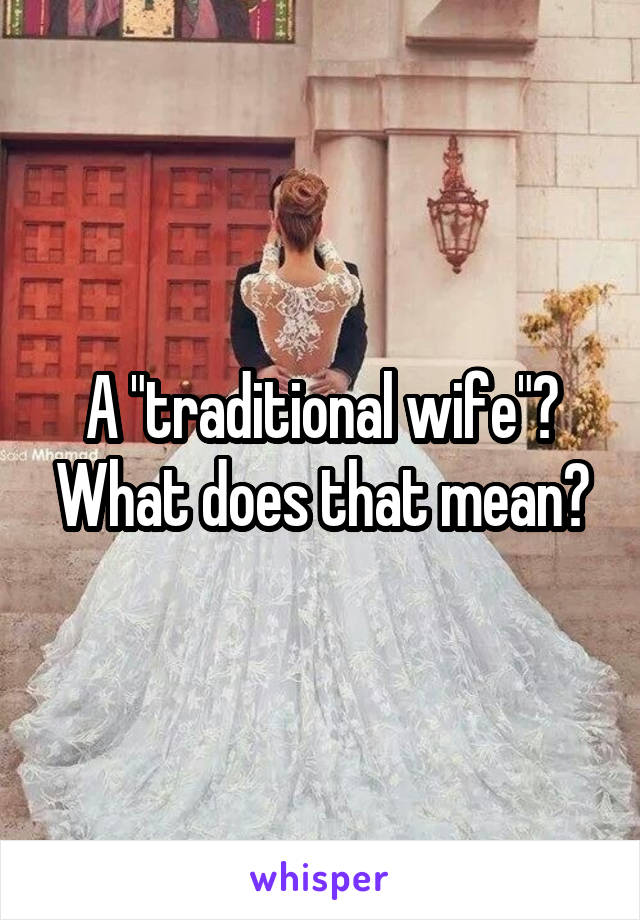 A "traditional wife"? What does that mean?