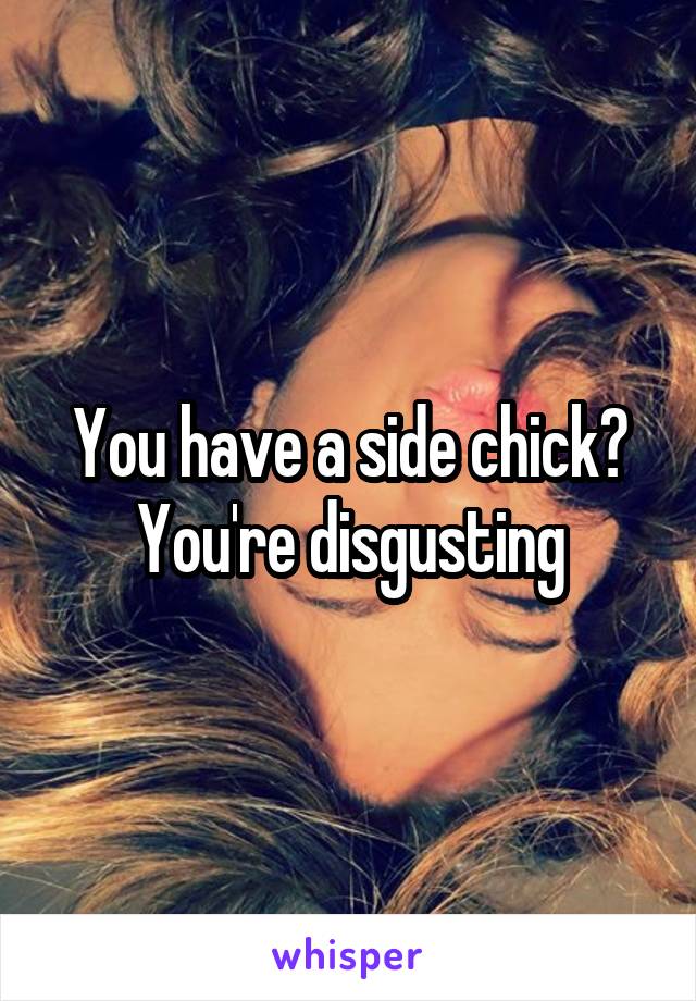 You have a side chick? You're disgusting