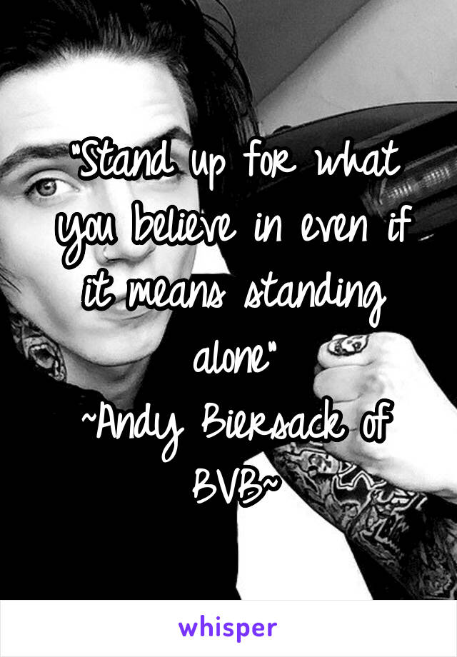 "Stand up for what you believe in even if it means standing alone"
~Andy Biersack of BVB~