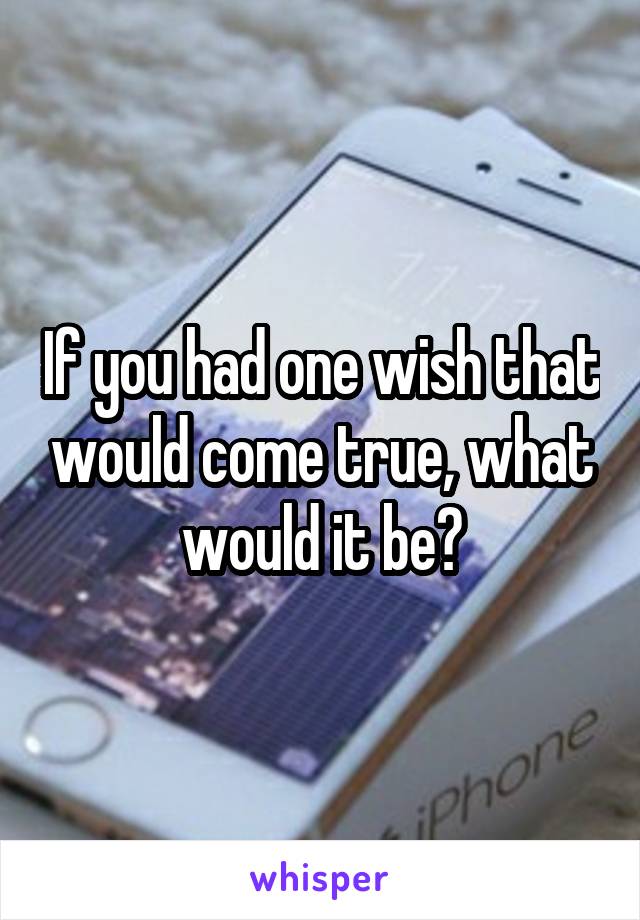 If you had one wish that would come true, what would it be?