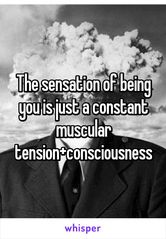 The sensation of being you is just a constant muscular tension+consciousness