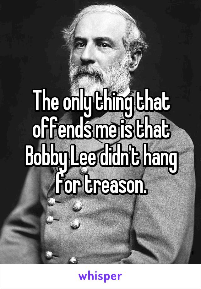 The only thing that offends me is that Bobby Lee didn't hang for treason.