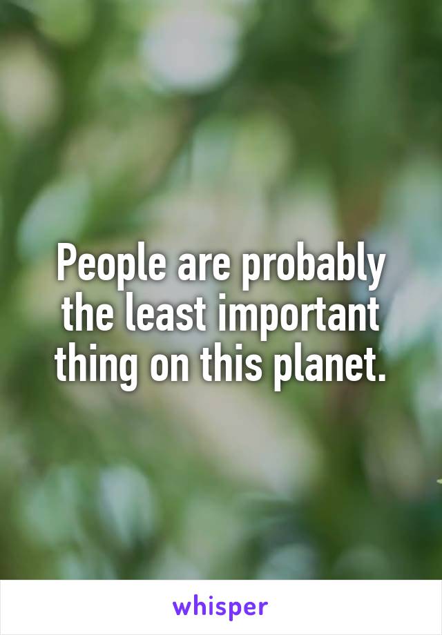 People are probably the least important thing on this planet.