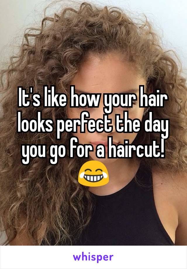 It's like how your hair looks perfect the day you go for a haircut! 😂
