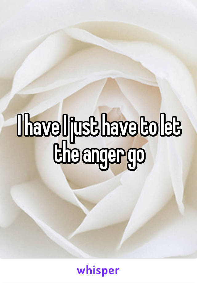 I have I just have to let the anger go