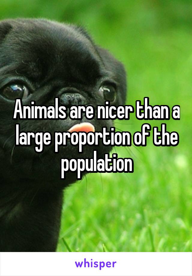 Animals are nicer than a large proportion of the population