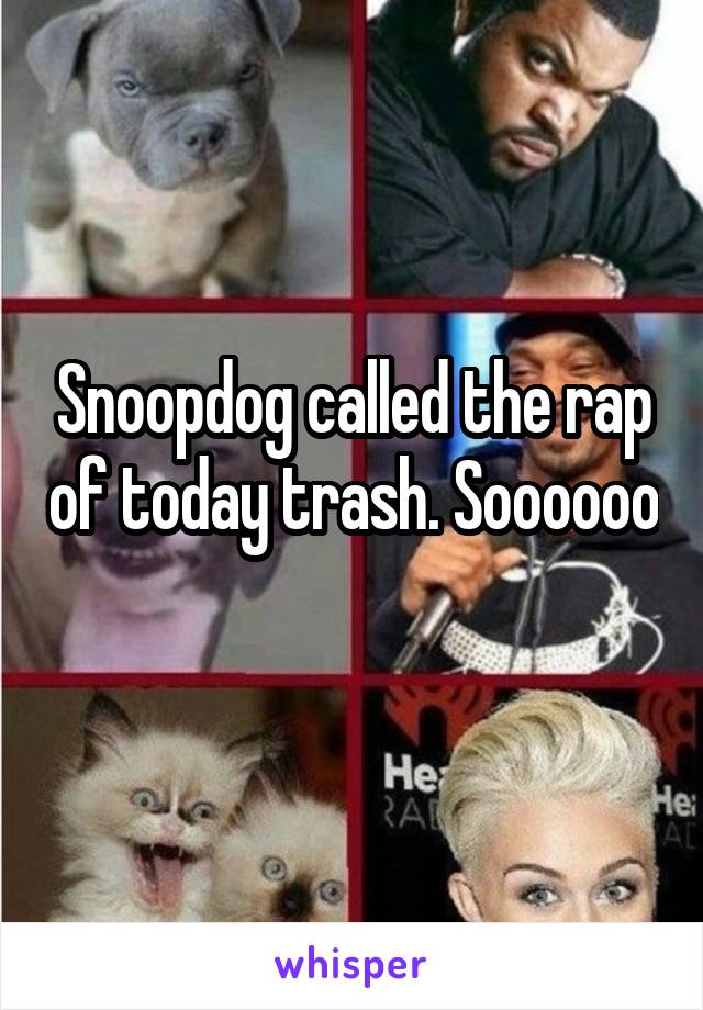 Snoopdog called the rap of today trash. Soooooo 