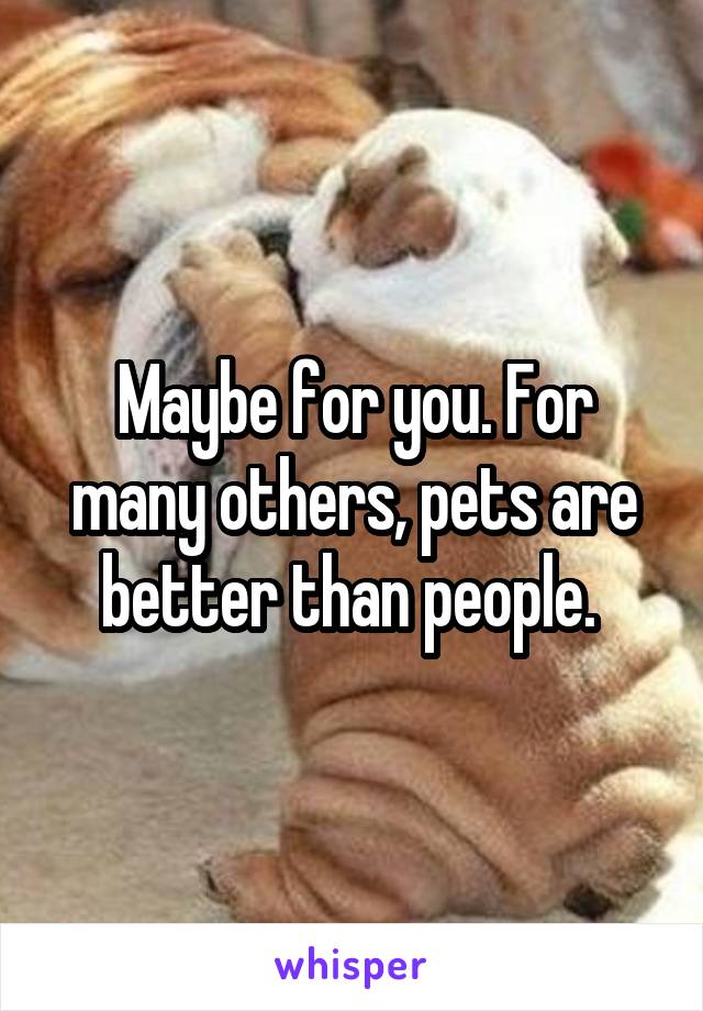 Maybe for you. For many others, pets are better than people. 