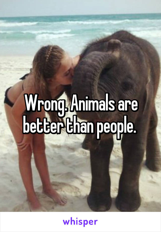 Wrong. Animals are better than people. 