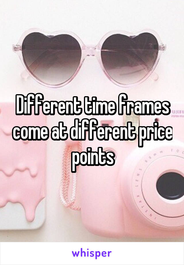 Different time frames come at different price points