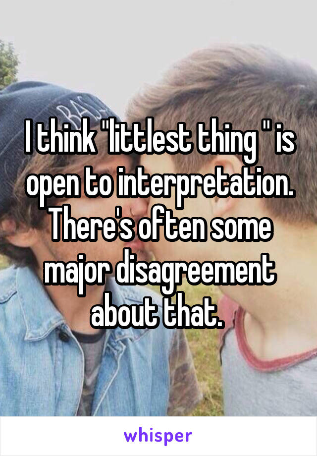 I think "littlest thing " is open to interpretation. There's often some major disagreement about that. 