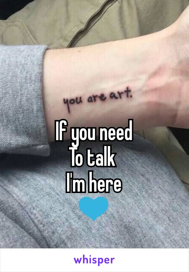 If you need
To talk 
I'm here
💙