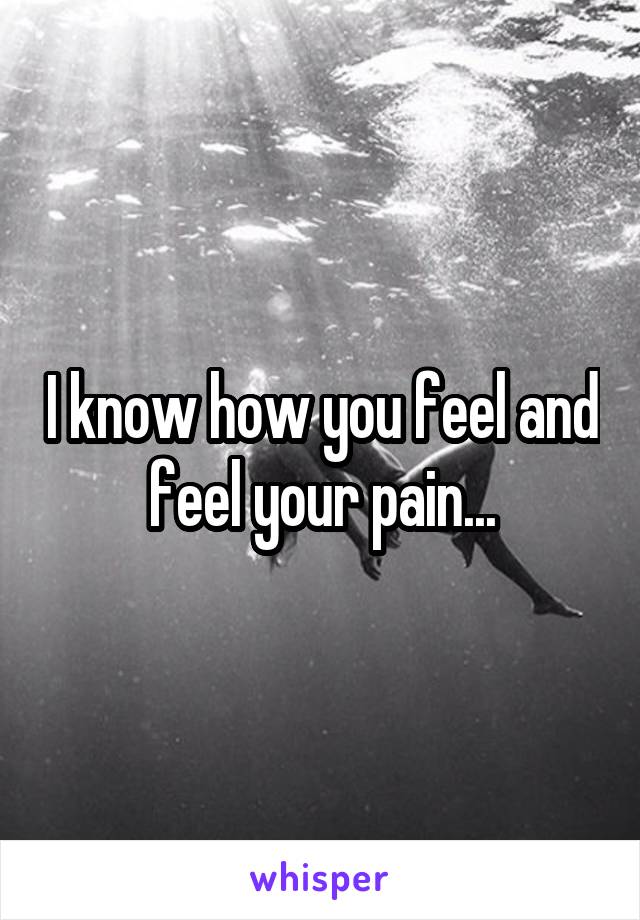 I know how you feel and feel your pain...