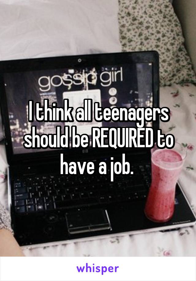 I think all teenagers should be REQUIRED to have a job. 