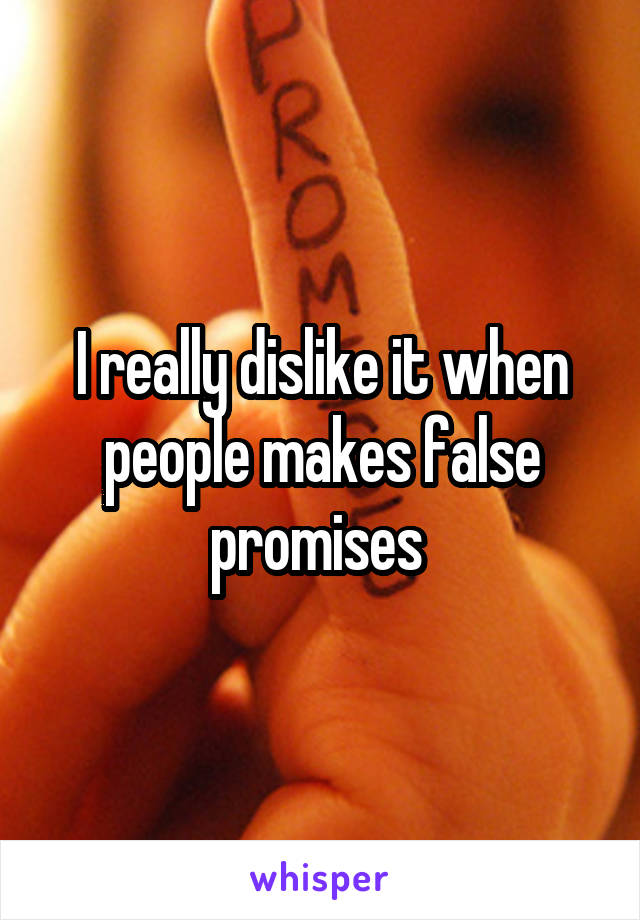 I really dislike it when people makes false promises 