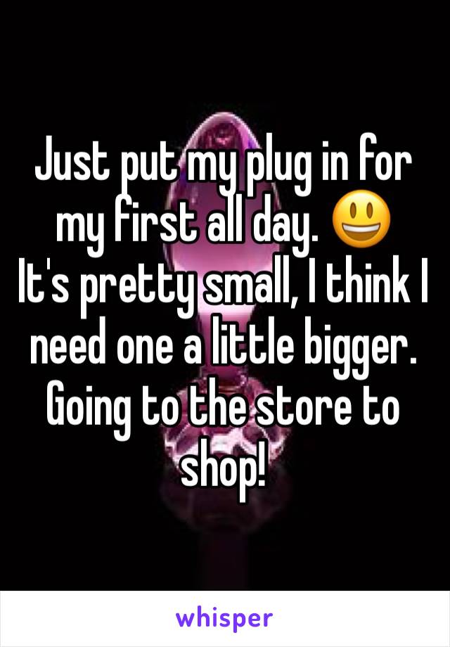 Just put my plug in for my first all day. 😃
It's pretty small, I think I need one a little bigger. Going to the store to shop!