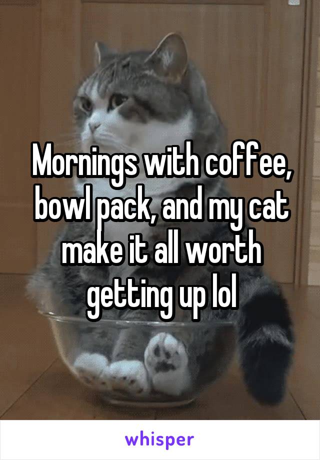 Mornings with coffee, bowl pack, and my cat make it all worth getting up lol