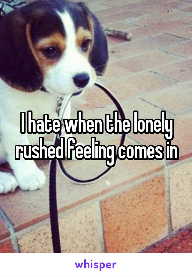 I hate when the lonely rushed feeling comes in