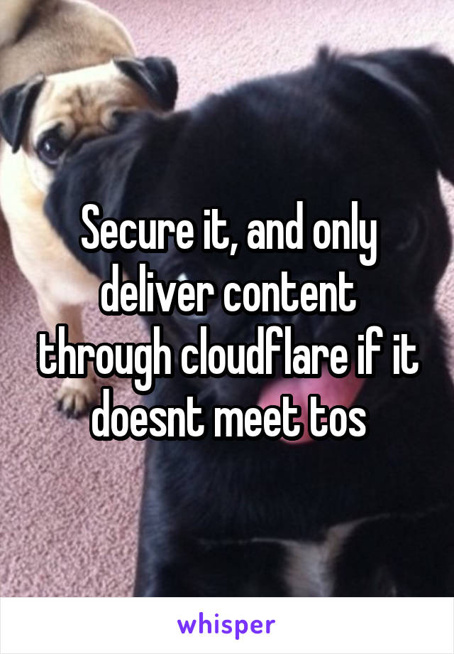 Secure it, and only deliver content through cloudflare if it doesnt meet tos