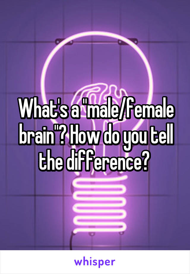 What's a "male/female brain"? How do you tell the difference? 