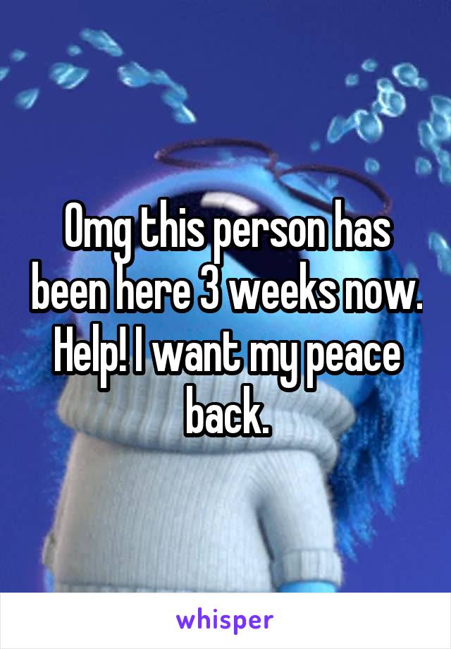 Omg this person has been here 3 weeks now. Help! I want my peace back.