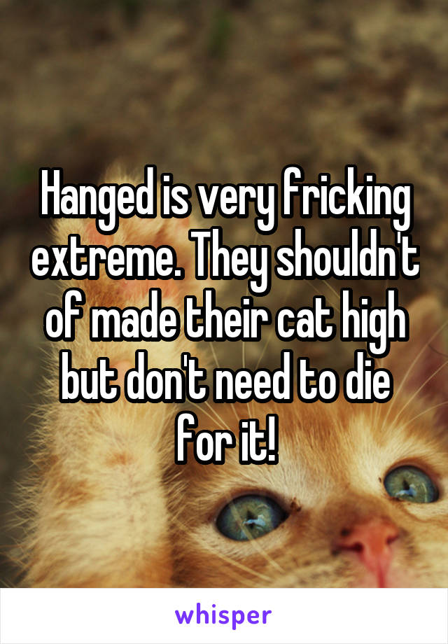 Hanged is very fricking extreme. They shouldn't of made their cat high but don't need to die for it!