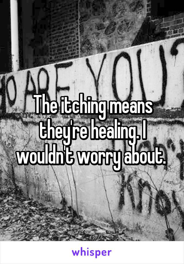 The itching means they're healing. I wouldn't worry about. 