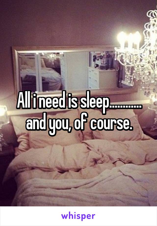 All i need is sleep............ and you, of course.