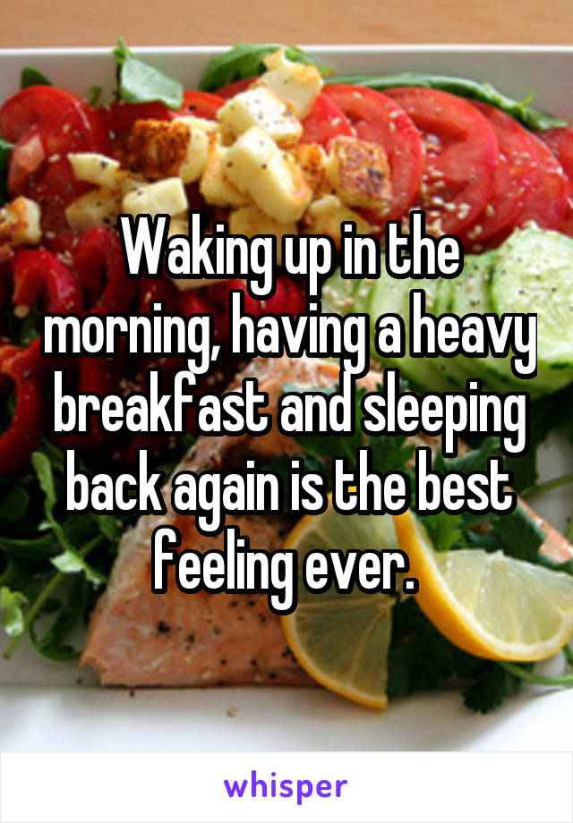 Waking up in the morning, having a heavy breakfast and sleeping back again is the best feeling ever. 