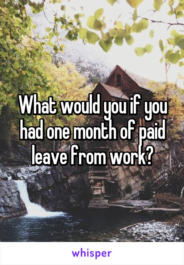 What would you if you had one month of paid leave from work?